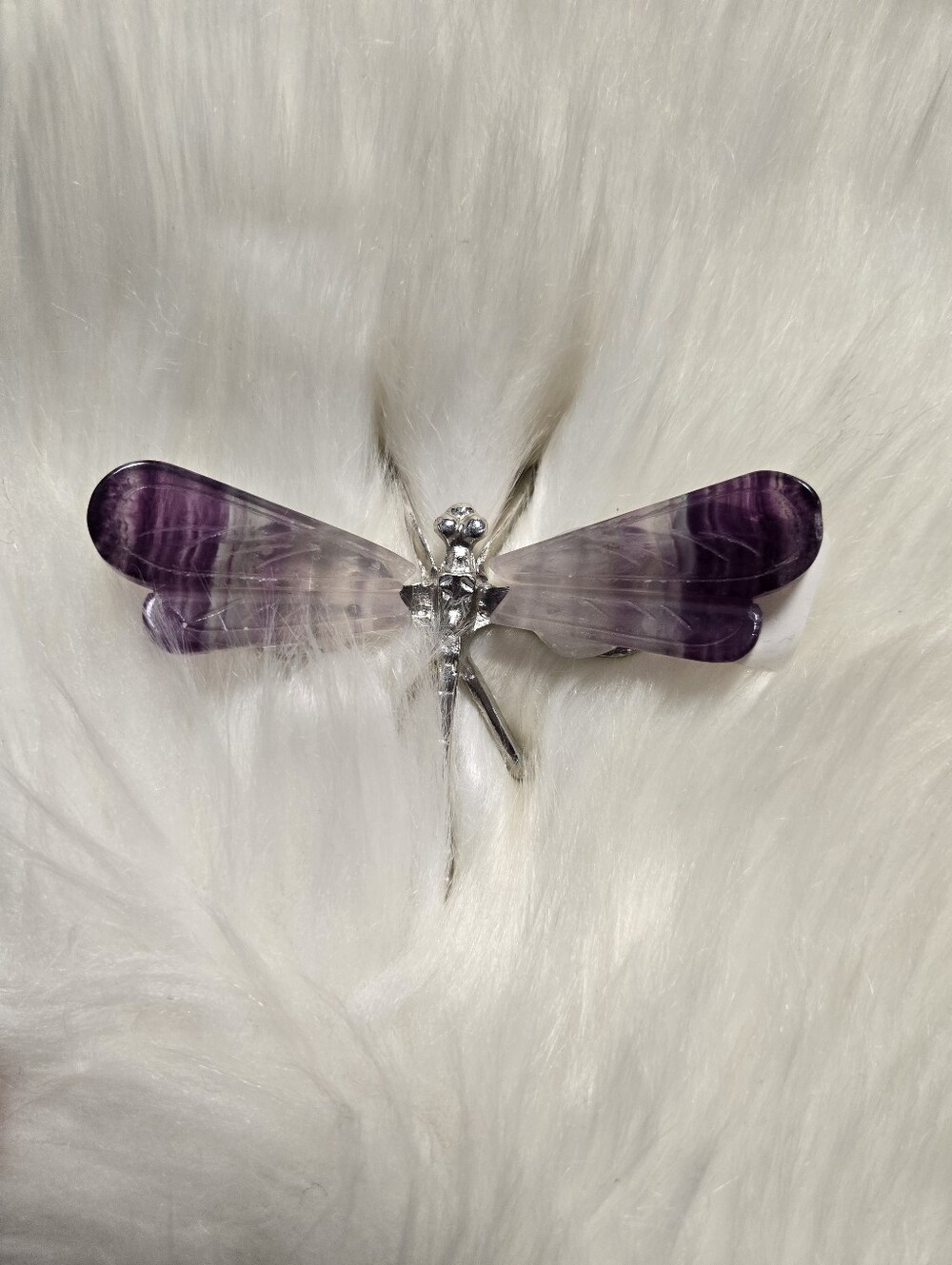 Flourite Dragonfly  with Silver Body